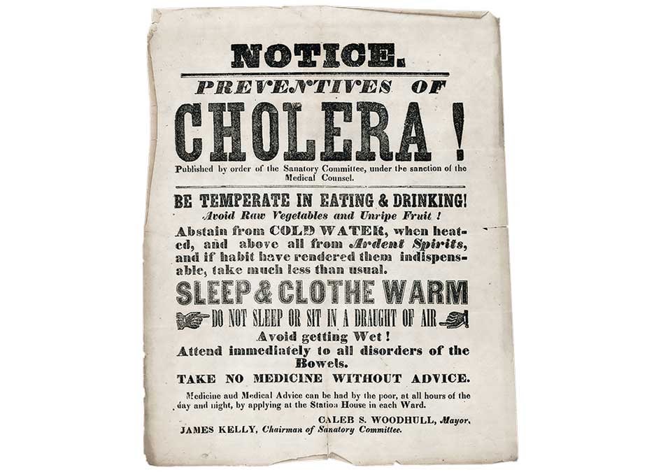 The Invisible Shield on PBS. Pictured: An 1849 public health notice about preventing cholera.