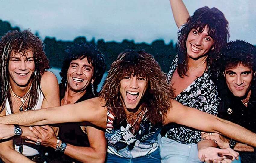 Thank You, Goodnight: The Bon Jovi Story on Disney+. Pictured: Bon Jovi at the height of their 1980s fame.