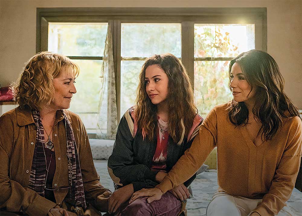 Land of Women on Apple TV+. Pictured: Carmen Maura, Victoria Bazúa, Eva Longoria.