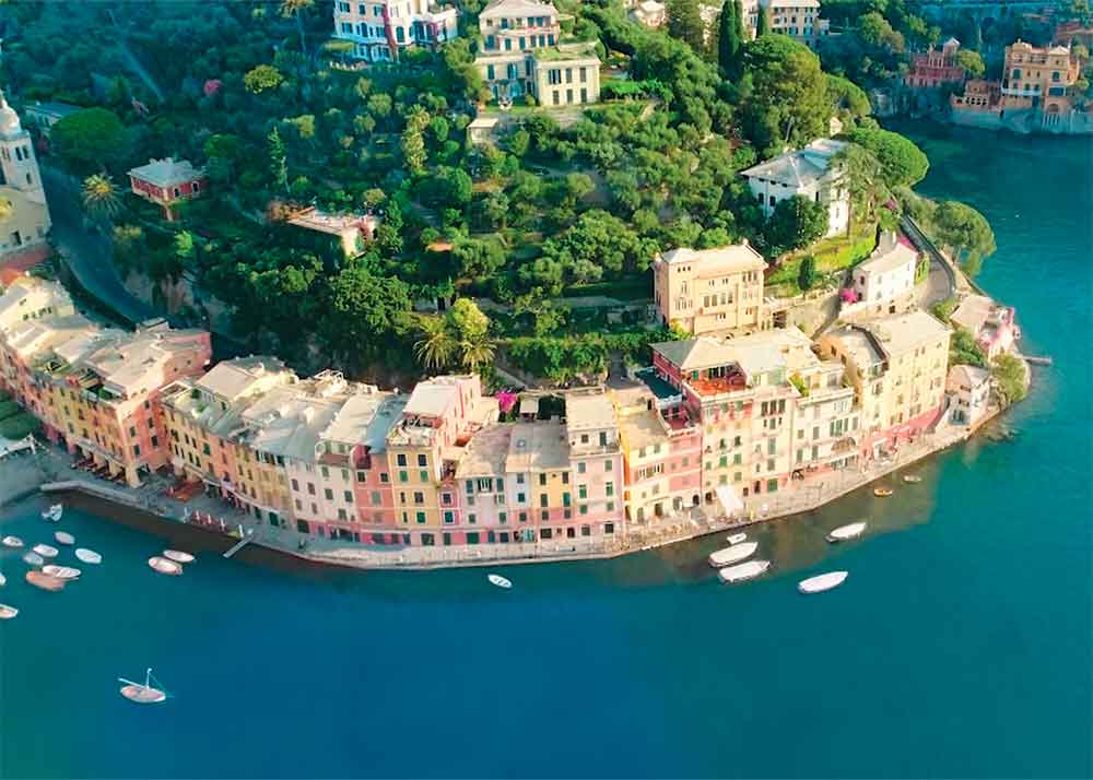 Hotel Portofino on PBS. Pictured: Welcome to the Hotel Portofino, as seen from an impressive aerial view.