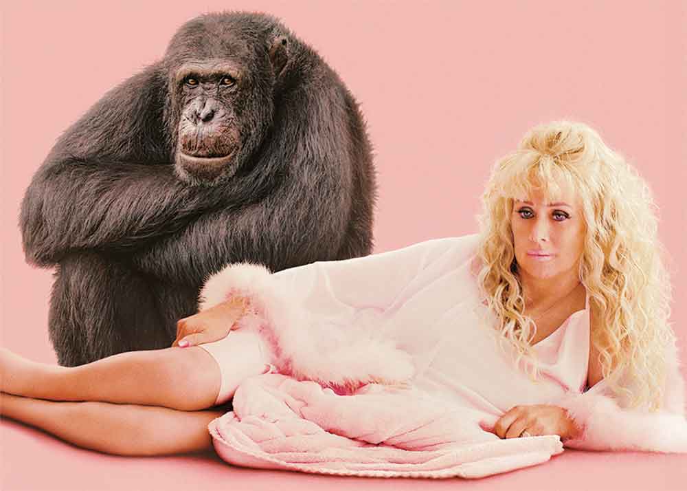 Chimp Crazy on HBO Canada. Pictured: Chimpanzee Tonka and Tonia Haddix, the subjects of new HBO documentary Chimp Crazy. 