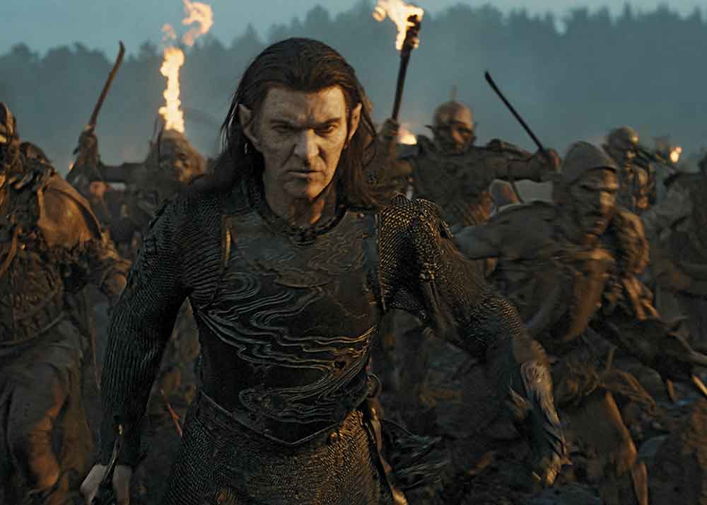 The Lord of the Rings: The Rings of Power: Pictured: Mysterious Adar (Sam Hazeldine) leads an army of Orcs in pursuit of Middle-earth’s most powerful weapon. 