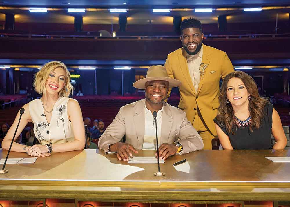 Second Chance Stage on Magnolia. Pictured: (left to right) Heid Gardner, Taye Diggs, Emmanuel Acho, and Martina McBride.