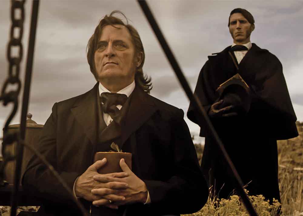 American Primeval on Netflix. Pictured: Kim Coates as Brigham Young, the sly and ruthless leader of the Mormon Church.