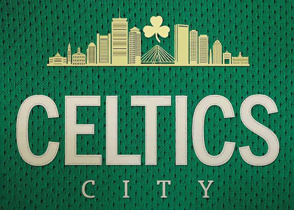 Celtics City on HBO Canada. Pictured Celtics City logo on a green jersey.