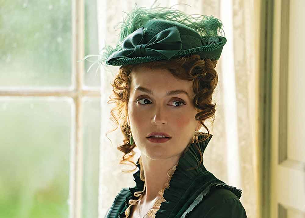 The Buccaneers on Apple TV+. Pictured: The surprise arrival of Nell (Leighton Meester), Nan’s birth mother, is a bombshell.