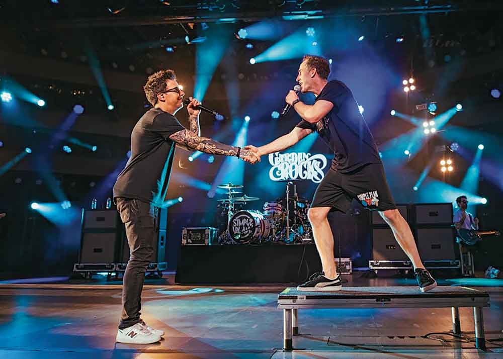 Simple Plan: The Kids in the Crowd on Prime Video. Pictured: Even though they don’t always see eye-to-eye, Pierre Bouvier and Chuck Comeau learned, back when they were just kids, to appreciate one another’s value and not sweat the small stuff.