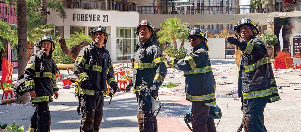 9-1-1 on Global & ABC. Pictured: From earthquakes to outbreaks, the flame-dodgers of the LAFD must be ready for absolutely anything.