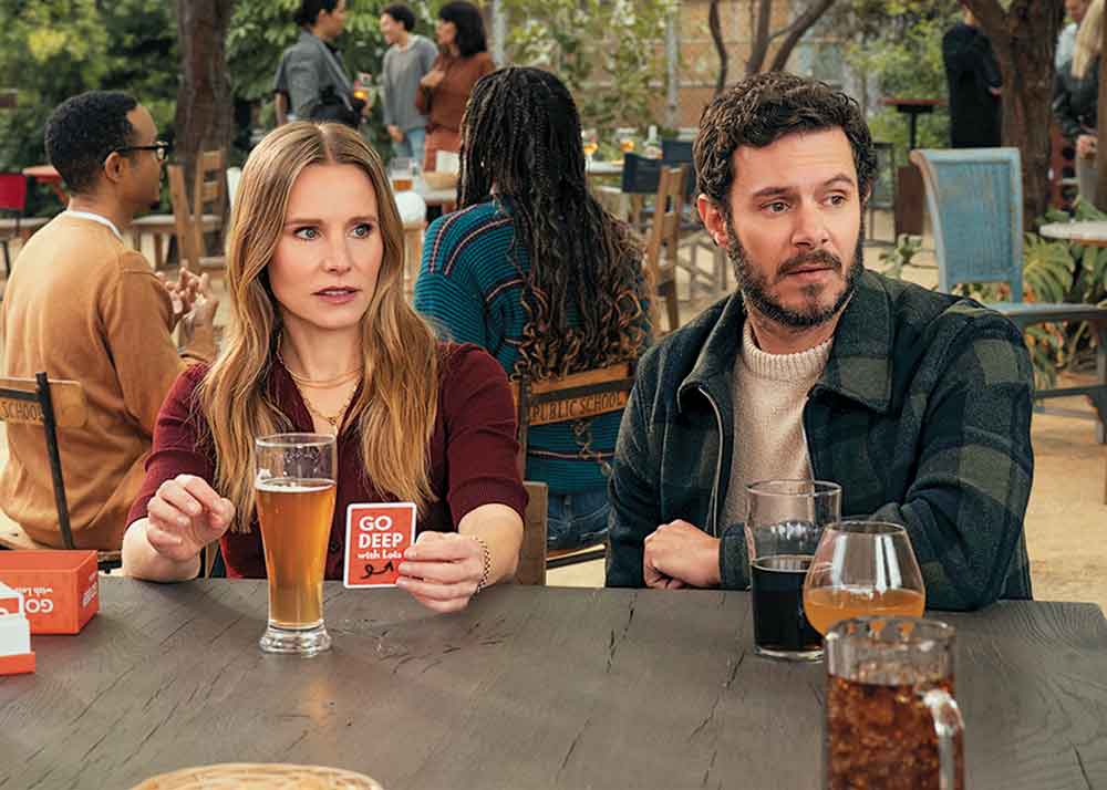 Nobody Wants This on Netflix. Pictured: Kristen Bell as Joanne Williams and Adam Brody as Rabbi Noah Roklov.