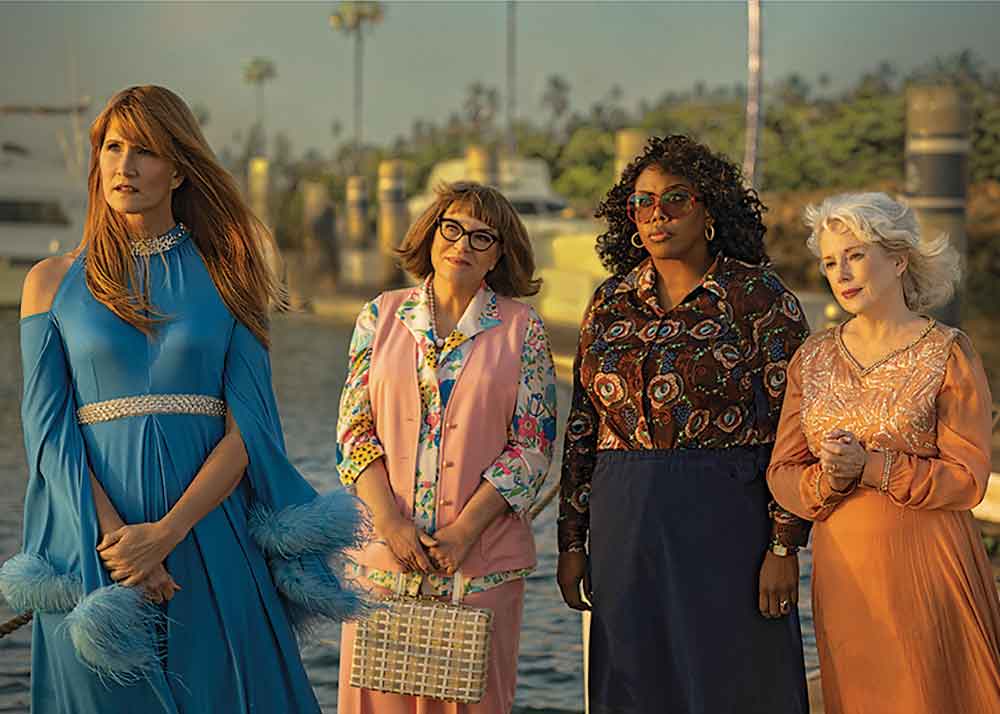 Palm Royale on Apple TV. Pictured (left to right): Linda (Laura Dern), Ann (Mindy Cohn), Virginia (Amber Chardae Robinson) and Mary (Julia Duffy).