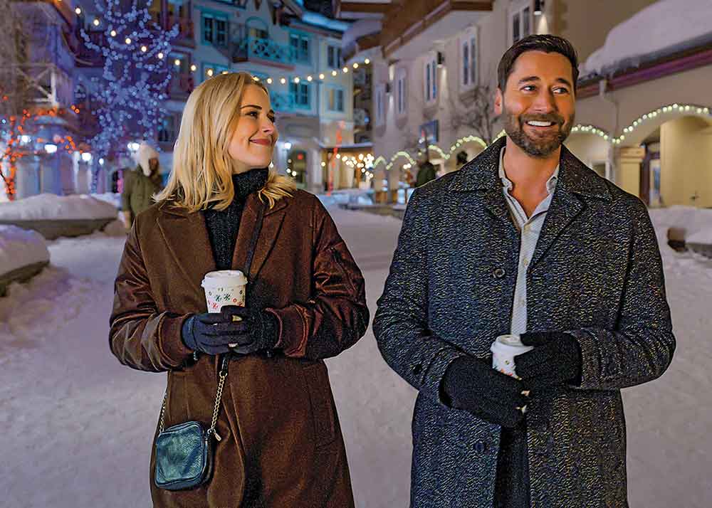 My Secret Santa on Netflix. Pictured: Alexandra Breckenridge as Taylor and Ryan Eggold as Matthew in My Secret Santa.