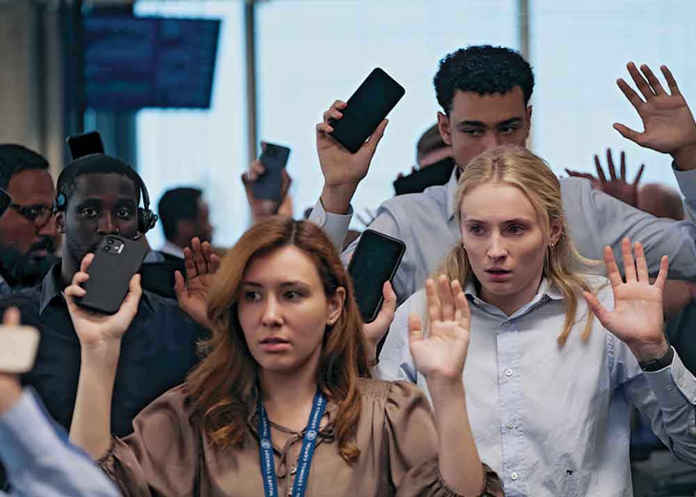 Steal on Prime Video. Pictured: Zara (Sophie Turner) finds herself in the midst of a digital theft stealing billions in pension funds.
