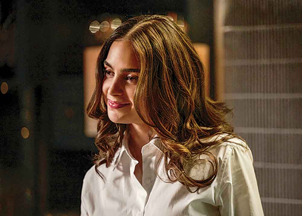 The Copenhagen Test on Showcase. Pictured: Scream alum Melissa Barrera as Michelle Cyr, an agent assigned to pose as Alexander’s girlfriend and help deceive the unknown enemies who’ve hacked his senses.