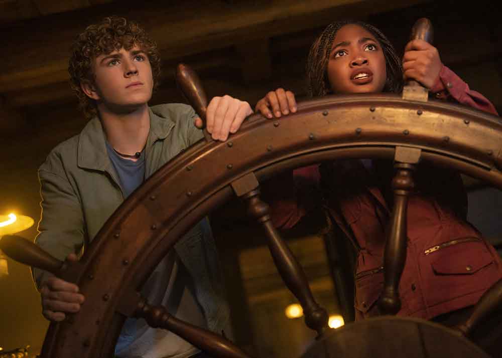 Percy Jackson and the Olympians on Disney+. Walker Scobell as Percy Jackson, Leah Sava Jeffries as Annabeth Chase.