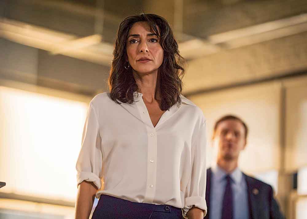 CIA on Global & CBS. Pictured: 24 alum Necar Zadegan plays the duo’s boss, Nikki Reynard — a former rough-and-tumble field agent who was just promoted to the “desk job” of CIA deputy station chief.