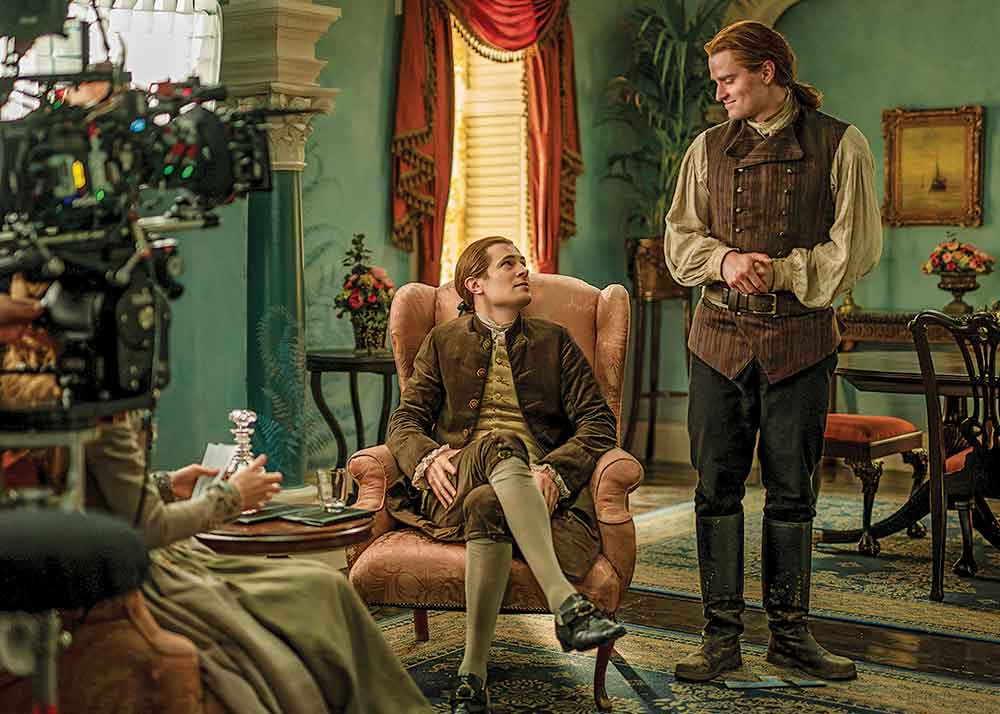 Outlander on W Network. Pictured: William Ransom (Charles Vandervaart, right) continues to struggle with the revelation that Lord John Grey (David Berry) is not his biological father.