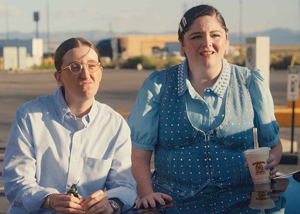 Hacks on Crave. Pictured (left to right): New agency assistant Randi (Robby Hoffman) with Kayla (Megan Stalter).