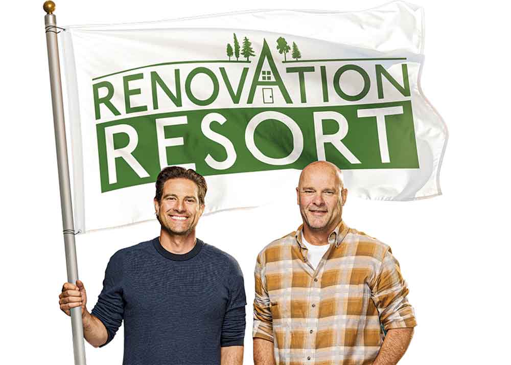 Renovation Resort on Home Network. Pictured (left to right): Scott McGillivray, Bryan Baeumler.