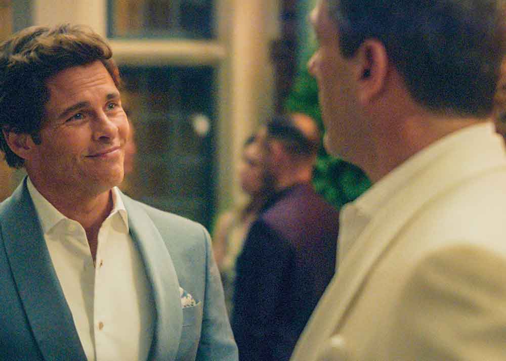 Your Friends & Neighbors on Apple TV. Pictured: Above: Shady billionaire Owen Ashe (James Marsden) shakes things up when he buys a mansion in Westmont Village.
