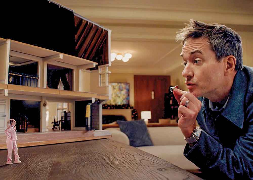 The Miniature Wife on Crave. Pictured: Lindy (Elizabeth Banks) resides in a tiny dollhouse thanks to husband Les (Matthew Mcfadyen), with both spouses dealing with the aftermath.