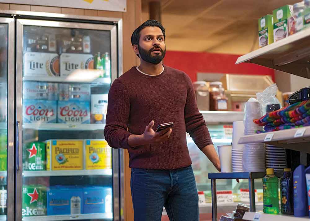 Deli Boys on Disney+. Pictured: Asif Ali plays Mir, the more strait-laced of the two Dar siblings.