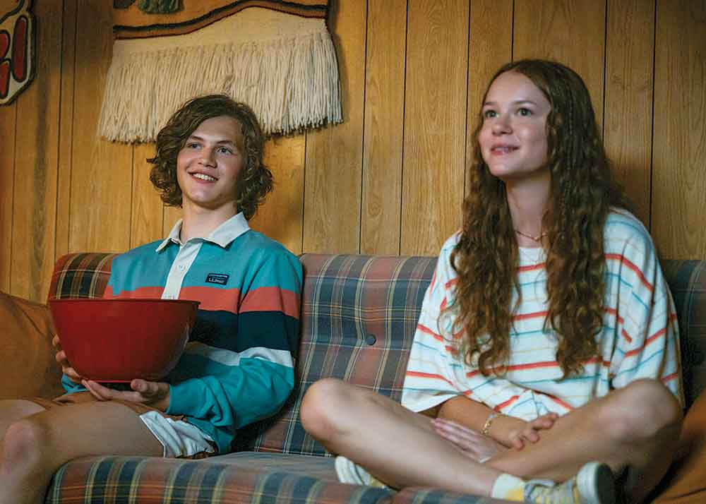 Every Year After on Prime Video. Pictured: Blue Clarke plays the younger version of Sam, while Juliette Hawk is teenage Percy.