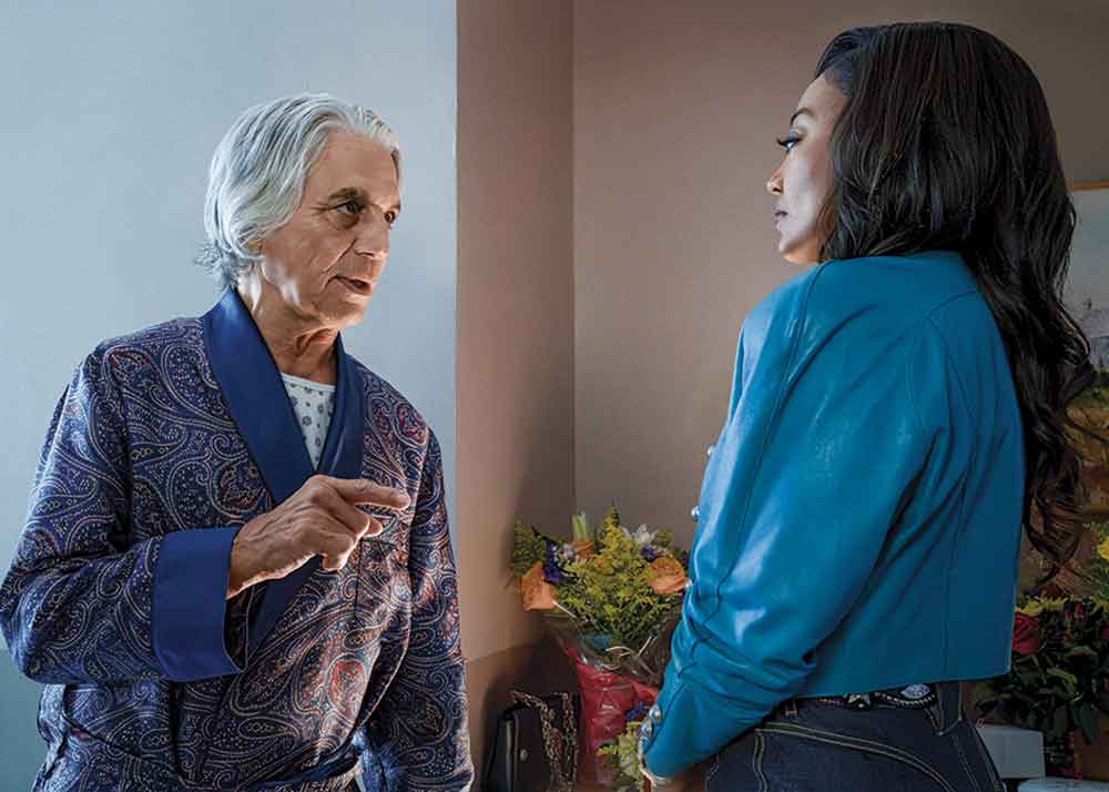 Power Book III: Raising Kanan on Starz 1 & Starz 2. Pictured: Mob boss Stefano Marchetti (Tony Danza) and Raquel “Raq” Thomas (Patina Miller).